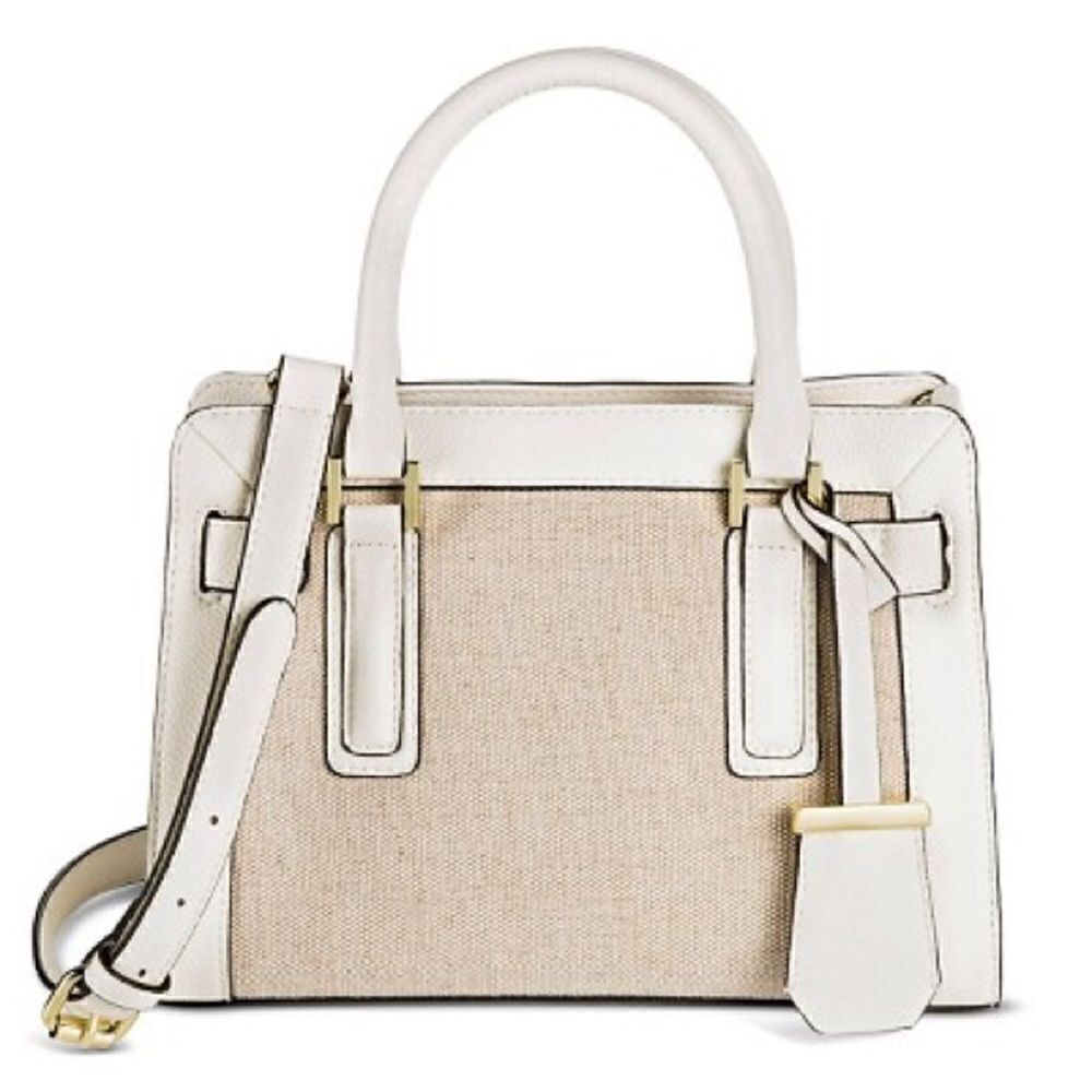 Merona Faux Leather Tote with Canvas Detail